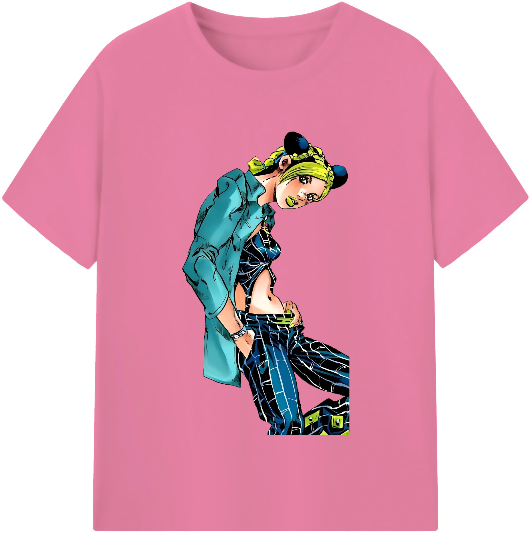 （画像用） "ジョジョの奇妙な冒険 くうじょう ジョリーン JoJo's Bizarre Adventure Jolyne Cujoh " 綿100％半袖Tシャツ（フロントプリント）